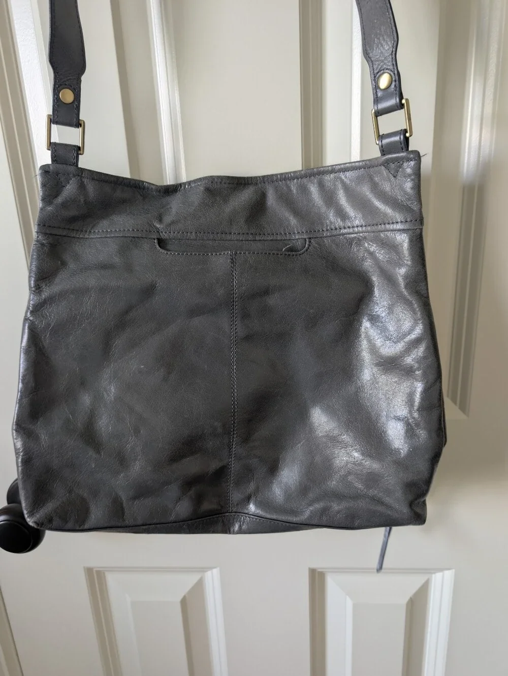 HOBO Gray Leather Crossbody Shoulder Bag Large Slouchy Purse